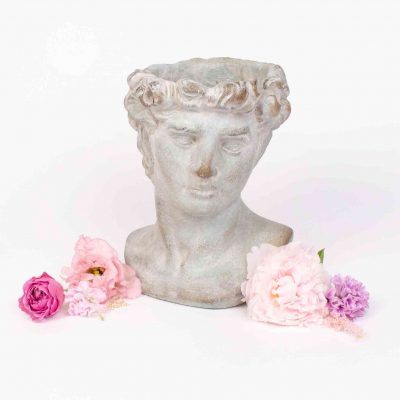 vaza barbat gri-albastru medie h23cm Vaza cap barbat antique